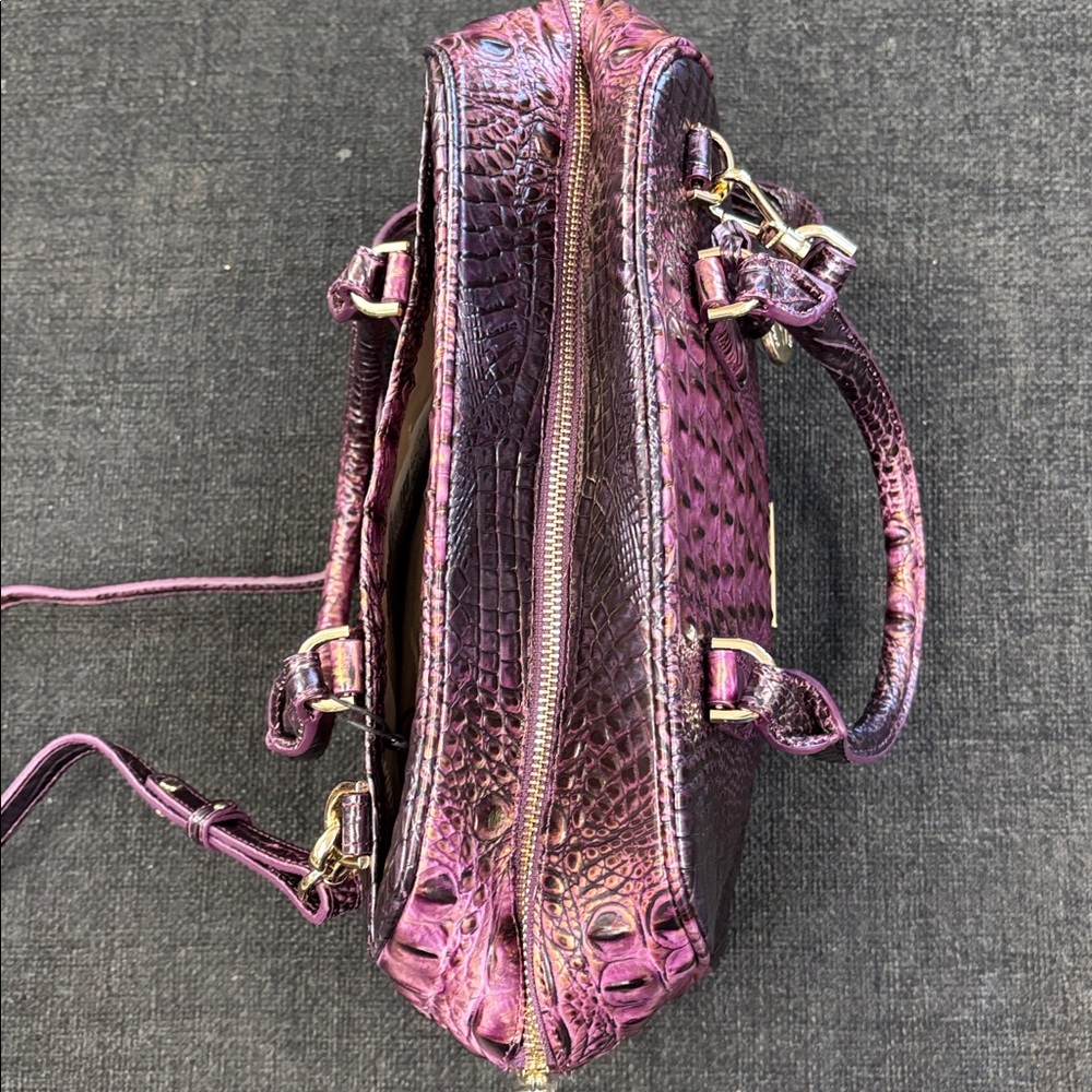 Brahmin Marissa Purple Croc-Embossed Satchel Bag - Women - Picture 4 of 8